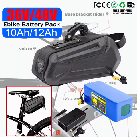 E-bike Battery 48v 36v 10Ah 12Ah Waterproof Li ion Batteries pack for 250W-1000W Motorcycle/scooter/