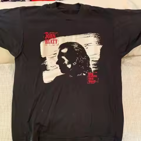 Vtg John Hiatt Concert Tour Cotton Black Full Size T Shirt