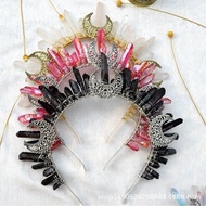 Party Natural Hot Sale Crystal Colorful Headband Crystal Witch 3 Decorations Crown Moon Bride 9NPU