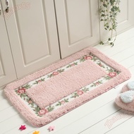 ZHAOX 1 Pcs Pink Rug, Pink Microfiber Flower Rug,  16*24Inch Non-Skid Absorbent Floral Bathroom Rug 