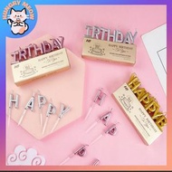 全城熱賣 - Happy birthday 生日蠟燭 1套-銀色｜蛋糕裝飾｜生日佈置｜派對佈置｜求婚佈置