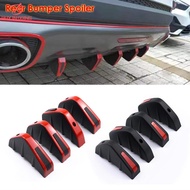 BC 4pcs Universal Car Modified Rear Bumper Diffuser Spoiler Black＆Red ABS Rear Bumper Lip Diffuser Wing Splitter Anti-collision