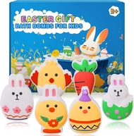 Easter Basket Stuffers Bath Bombs for Kids 6 Pack Girls & Boys-Easter Bunny Chicken & Egg Shapes -Ha