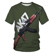 War Guns AK47 Men's T-shirt Summer Streetwear Personality 3D Printing T-shirt Oversized T-shirt Fash