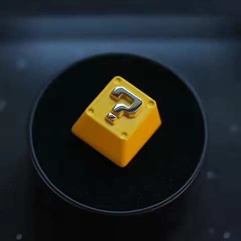 Keystone Artisan Keycap Question Mark Yellow Zinc Aluminum Alloy Metal Cherry R4 Height Mechanical K