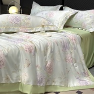 Bedding Set, Satin Fabric Model, Feels Cool and Comfortable Like Ice Silk, Foot Bed Sheet, 4-Piece A