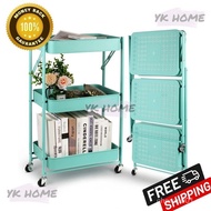 Kitchen Storage Rack Small Trolley Mobile Shelf Multi-layer Storage Shelf Foldable Multi-layer Storage Trolley