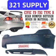 HONDA CIVIC FD / FD2 TYPE R REAR BUMPER PP + DIFFUSER OPEN BUKA OPEN