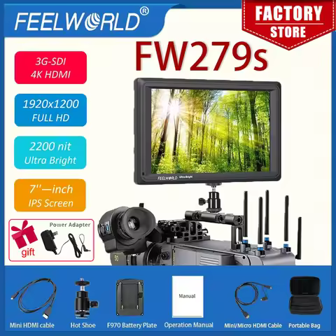FEELWORLD FW279S 7 Inch Portable Monitor 2200nit Daylight Viewable Camera Field Monitor HDMI 3G-SDI