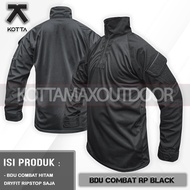 SATU SET SETELAN BAJU KAOS BDU TACTICAL COMBAT SHIRT CELANA CARGO  PDL PANJANG HITAM BLACK RIPSTOP K