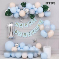 Birthday decoration balloon Set HPBD Metallic Flag String Pastel Green 45 Balloons Free Balloon Stri