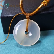 Mặt dây chuyền kiểu đồng điếu đá Mã Não A trắng VIP tuyệt đẹp size đk 31-33mm hm35406F Hoa Minh Gem