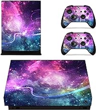 eXtremeRate Full Set Faceplates Skin Stickers for Xbox One X Console Controller with 2 Pcs Home Button Decals - Shining Galaxy