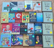 Children Books兒童書刋, English Books novel英文小說書, Angels and Demons, Family game, Cider with rosie, The wrong pong, David Beckham, 劉曉慶自傳, The lovely bones, Hunger, 三毛, A road less traveled, The Exodus等等