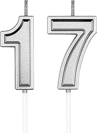 UVATAHONA 17th & 71st Birthday Candles, Silver Number 17 71 Candle for Cake Decoration on Birthday P