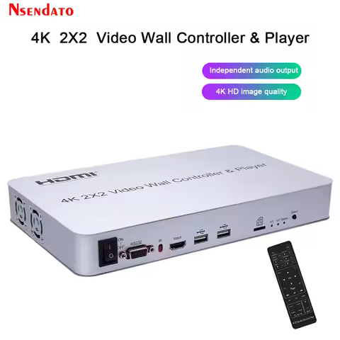 4K HDMI Video Wall Controller Player 2x2 HDMI Screen Stitching Processor Splicer 1X2 1X4 1X3 2X1 3x1