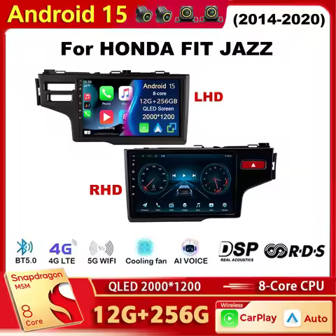 Android 15 Qualcomm Car Radio Multimedia Player For HONDA FIT JAZZ 2014-2020 Auto Carplay Car Stereo