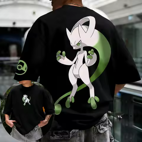 Pokémon Anime Mewtwo Y Printed Pure Cotton Unisex T-shirt 2026 Summer New Street Hip-hop Loose Casua