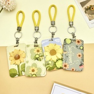 {Yuyu Bag} Student Identity Badge Card Cover With Neck Strap Bag Simple Flowers Women Girl Credit ID Bus Holder Bags Lanyard