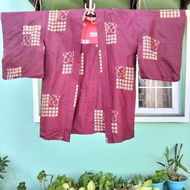 Kimono Haori Maroon Japanese Traditional Vintage