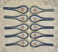 中國景德鎮六七十年代青花米通描金加彩湯匙