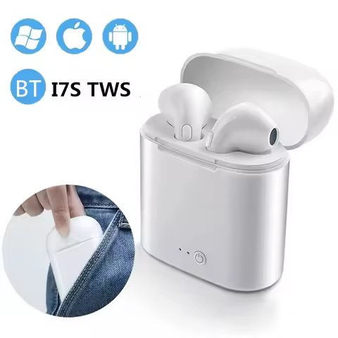 i7s TWS Wireless Headphones Earphones sport Earbuds Headset With Mic Charging box Headphone For Blue