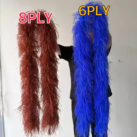 Thick 2Ply 3Ply 4Ply 6Ply 8Ply 2Meters White Ostrich Feather Boas Shawl Fluffy Feather Scarf for Wed