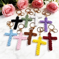 Hand-woven bohemian cross keychain car accessories Greece Eastern European faith pendant bag hanging