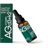 Tetes Vitamin D3 K2 AG1, 25 µg Vitamin D3 dan 100 µg K2 setiap sajian, dirumuskan secara berasingan 