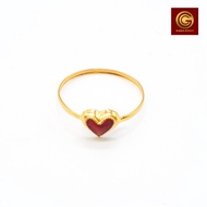 GGOLD แหวนทอง96.5%แท้ 0.6 กรัม ลาย หัวใจจิกเพชร-ลงยา [G-00543]