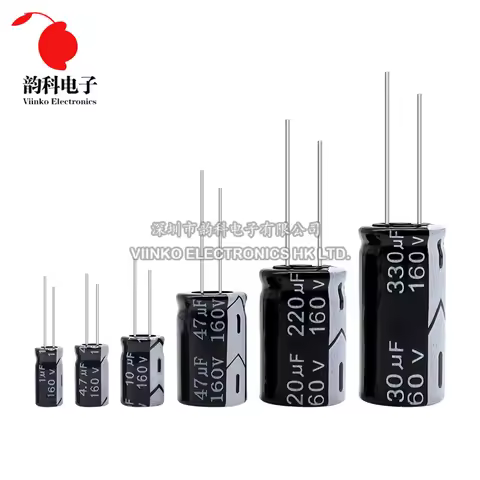 5pcs 160V Aluminum Electrolytic Capacitor 1UF 2.2UF 3.3UF 4.7UF 10UF 47UF 100UF 220UF 330UF 470UF 10