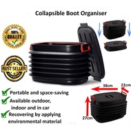 Car Boot Organiser Collapsible Storage Box Foldable Container - Black (18L37L60L)