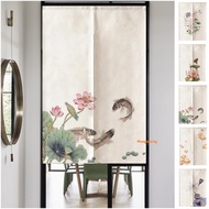 Chinese Style Kitchen Door Curtain for Partition Half Height Doorway Curtain Chinese Lotus Door Curtain Kitchen Toilet Privacy Protect Curtain for Door