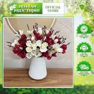 (Free vase) Decorative table vase - 45cm high fake irises in many colors to decorate tea tables and 
