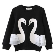 Cute Baby Kids Girls Pullover Blouse Cotton Top T Shirt Tee Swan Long Sleeve Clothes Size 1-5T