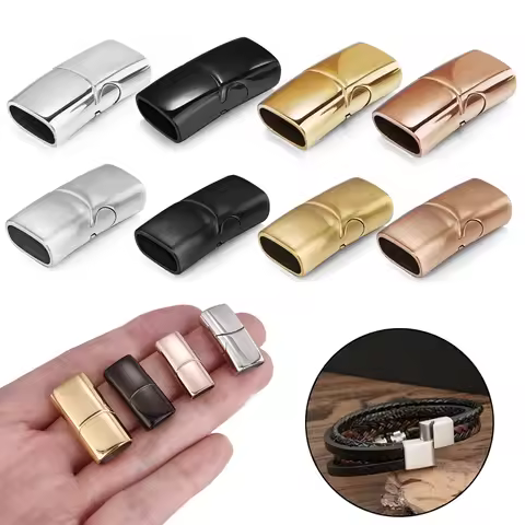 1pc Stainless Steel Magnetic Clasp Hole 4X8mm 5X10mm 6X12mm For Leather Cord Magnet Lace Buckle Brac