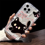 Scare the cat For iPhone 15 Plus Pro Max 14 13 12 11 / Xs Max Xr 7 8 Plus 6 6S Plus wave cream Soft shell anti-fall phone