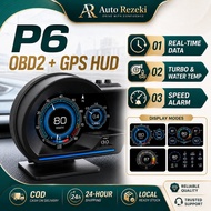 P6  Car OBD GPS HUD Speedometer Digital Meter with Alarm Turbo Boost Water Temp for Proton Honda Toy