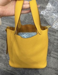 Hold🌈Hermes💛Picotin 18💛琥珀黃色金扣🌈99新🌟picotin18🌟picotin🌟菜籃子🌟愛馬仕🌟