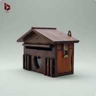 blesiya Brown Wood Wall Mailbox Country Style Exterior Mail Box Door Slot for Outdoor Parcel Garden 
