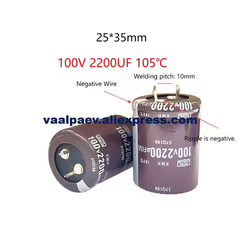 10pcs 100V2200UF High Power Capacitor for Audio Amplifier Welder Inverter High Frequency Low Resista