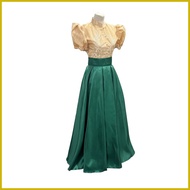 ▣ ✆ ✁ Premium Ladies barong match with Long skirt Moss green