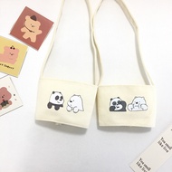 We Bare Bears Portable Water Bottle Holder Carry Bag Coffee Cup Storage Sleeve Cover Canvas Printing Milk Tea Set Drinking Bottle Strap