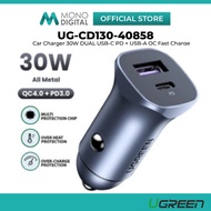 UGREEN UG-CD130-40858 Car Charger PD 30W + Scp 22.5W USB Type A + C Dual Port Fast Charge Car Charge