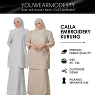 YouWearModesty Calla Embroidery Baju Kurung Pahang Moden Muslimah Plus Size Blouse Wanita  Loose Ove