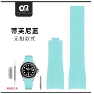 Suitable for Rolex Watch Strap Arc Mouth Original Rubber Silicone Black Green Blue Water Ghost Bracelet Yacht Daytona Waterproof 20mm