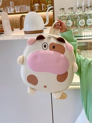 Lindo mini mochila con dibujo animado de vaca para niños pequeños de guardería, simple y de ocio, con correa para el hombro