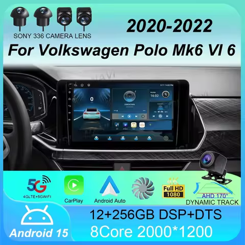 Android 15 For Volkswagen Polo Mk6 VI 6 2020 - 2022 Car Radio Multimedia Video Player Navigation GPS