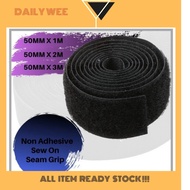 50mm Multi Purpose Reclosable Strong Loop & Hook Velcro Tape 1m 2m 3m (BLACK)