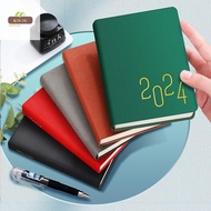 QIUJUU 2024 Agenda Book, Stationery PU Leather Calendar Book, B6 365 Days Daily Weekly Planner